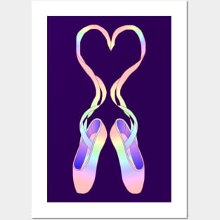 Pastel Rainbow Heart Ballerina Shoes Posters and Art